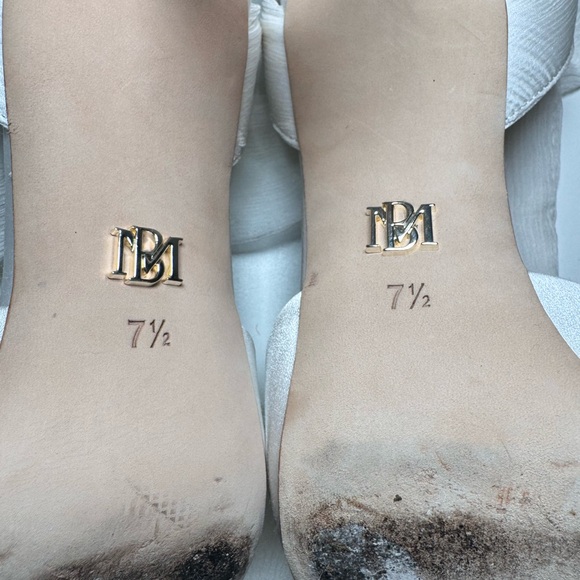 Badgley Mischka White Satin Ankle Wrap Heels - Picture 7 of 7